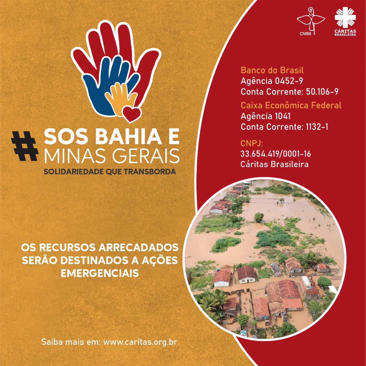 Campanha Cáritas e CNBB - SOS Bahia e Minas Gerais 
